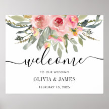 Floral Blush Pink Waterverf Weddenschap Welkomstte