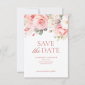 Floral Blush Pink Wedding Save The Date (Voorkant)