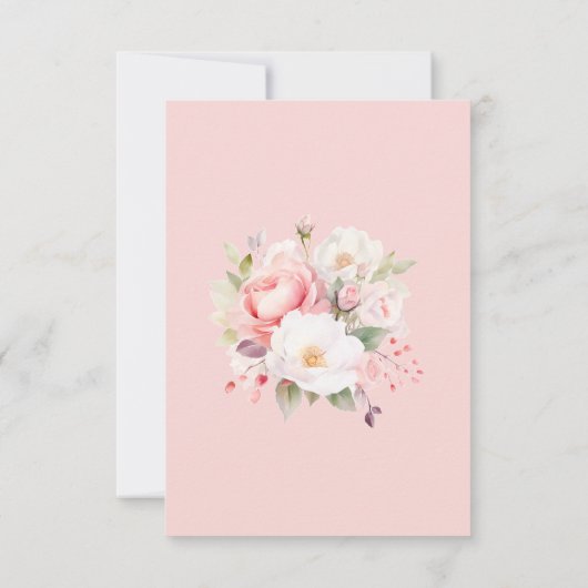 Floral Blush Pink Wedding Save The Date (Achterkant)