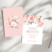 Floral Blush Pink Wedding Save The Date