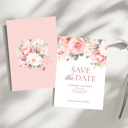 Floral Blush Pink Wedding Save The Date
