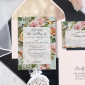 Floral Blush Pink Yellow Botanical Birds I Kaart