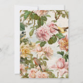 Floral Blush Pink Yellow Botanical Birds I Kaart (Achterkant)