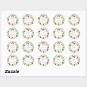 Floral Blush Romantisch gepersonaliseerd Ronde Sticker (Vel)