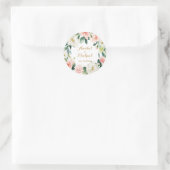 Floral Blush Romantisch gepersonaliseerd Ronde Sticker (Tas)
