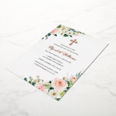 Floral Blush Roos Gold Waterverf Baptisme Folie Uitnodiging (Gedraaid)