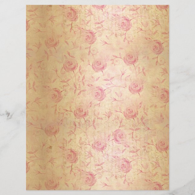 Floral Blush Roses Damask Gold Shimmer (Voorkant)