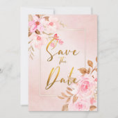 Floral Blush roze Baby shower Save the Date Invite Kaart (Voorkant)
