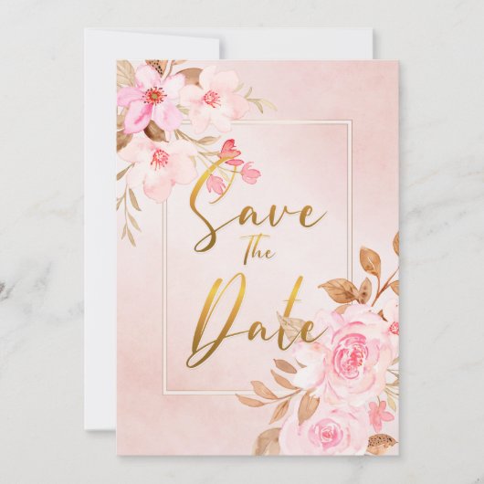 Floral Blush roze Baby shower Save the Date Invite Kaart (Voorkant)