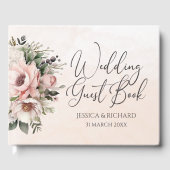 Floral Blush Roze Bruiloft Gastenboek (Voorkant)
