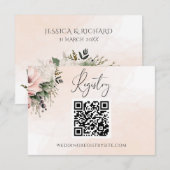 Floral Blush Roze Bruiloft Registry Enclosure Kaar RSVP Kaartje (Voorkant / Achterkant)