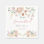 Floral Blush roze bruine Vrijgezellenfeest Servet (Voorkant)