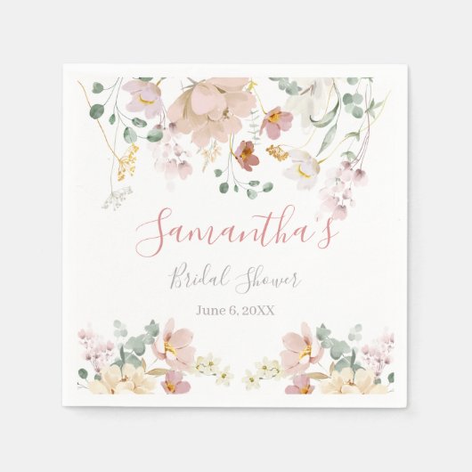 Floral Blush roze bruine Vrijgezellenfeest Servet (Voorkant)