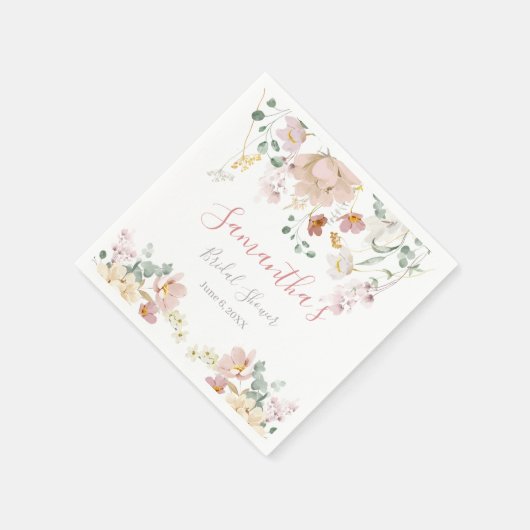 Floral Blush roze bruine Vrijgezellenfeest Servet (Hoek)