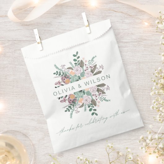 Floral blush roze eucalyptus greenery bruiloft fav bedankzakje (Geknipt)