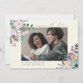 Floral blush roze eucalyptus greenery save the da date (Voorkant)