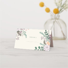 Floral blush roze eucalyptusbruiloft plaatskaartje