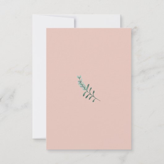 Floral blush roze eucalyptusbruinbruiloft kaart (Achterkant)
