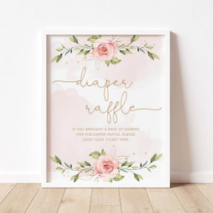 Floral blush roze folie diaper Poster