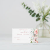 Floral blush roze gok hoeveel snoepjes omhulling informatiekaartje (Staand voorkant)