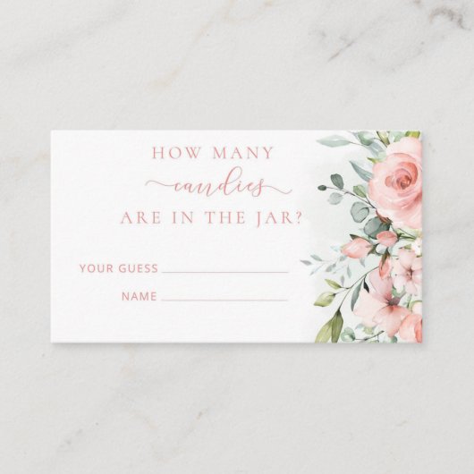 Floral blush roze gok hoeveel snoepjes omhulling informatiekaartje (Voorkant)