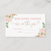 Floral blush roze gokt hoeveel snoepjes informatiekaartje (Voorkant)