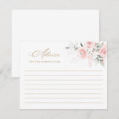 Floral Blush Roze Goud Baby shower Advies Kaart (Voorkant / Achterkant)
