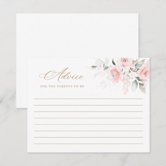 Floral Blush Roze Goud Baby shower Advies Kaart (Voorkant / Achterkant)