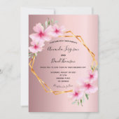 Floral blush roze goud geometrische bruiloft kaart (Voorkant)