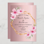Floral blush roze goud geometrische bruiloft kaart (Voorkant / Achterkant)