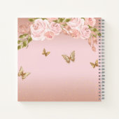 Floral Blush Roze Goud Tiara Vlinder Gastenboek Notitieboek (Achterkant)