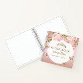 Floral Blush Roze Goud Tiara Vlinder Gastenboek Notitieboek (Binnen)