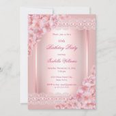  Floral blush Roze kant Birthday Party Kaart (Voorkant)