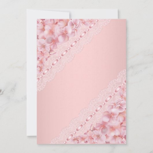  Floral blush Roze kant Birthday Party Kaart (Achterkant)