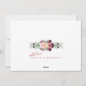 Floral Blush-roze kerstfoto Feestdagenkaart (Achterkant)