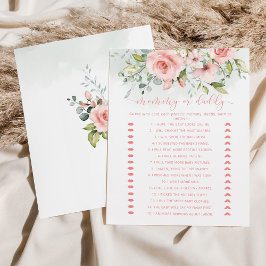 Floral blush roze mammie of pappa baby shower game