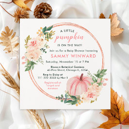 Floral Blush Roze Pompoen Baby shower Kaart