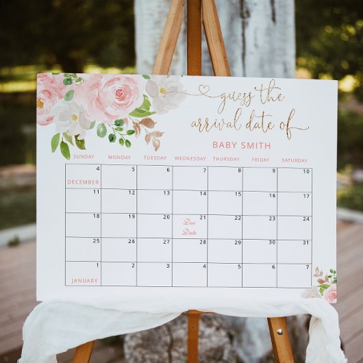 Floral blush roze Raad de agenda van de vervaldatu Poster