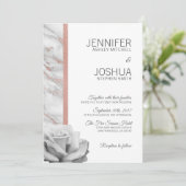 Floral Blush Roze Rose Gold Foil marble Wedding Kaart (Staand voorkant)