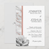Floral Blush Roze Rose Gold Foil marble Wedding Kaart (Voorkant / Achterkant)