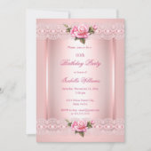 Floral blush Roze rozen Birthday Party Kaart (Voorkant)