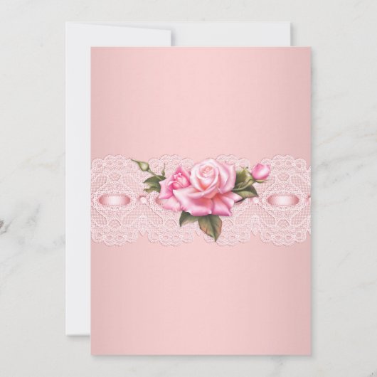 Floral blush Roze rozen Birthday Party Kaart (Achterkant)