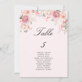 Floral Blush Roze Tafel Nummer Zitting Grafiek (Voorkant)