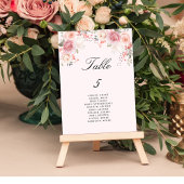 Floral Blush Roze Tafel Nummer Zitting Grafiek