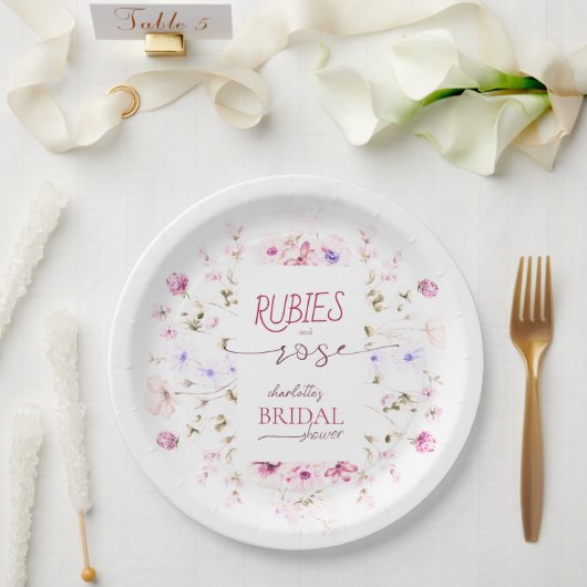 Floral Blush Roze Vrijgezellenfeest Papier Bord (Huwelijk)