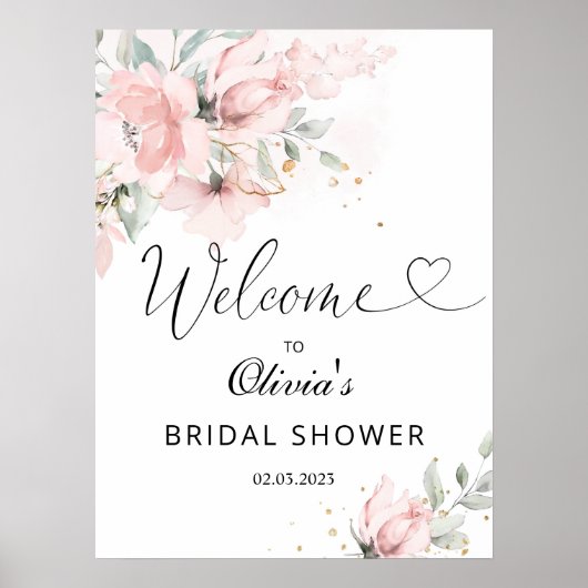 Floral blush roze vrijgezellenfeest welkom poster (Voorkant)