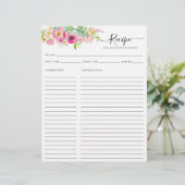 Floral Blush Roze Waterverf Cactus Keukenrecept (Staand voorkant)