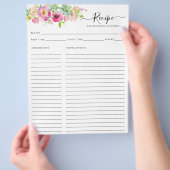 Floral Blush Roze Waterverf Cactus Keukenrecept Flyer (Hand)
