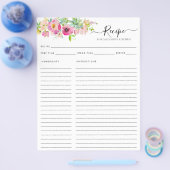 Floral Blush Roze Waterverf Cactus Keukenrecept Flyer (Enkel)