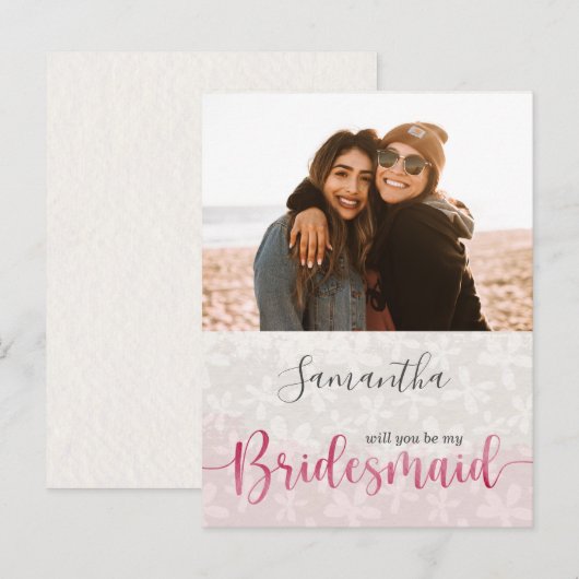 Floral Blush Roze Waterverf Uitnodiging Briefkaart (Voorkant / Achterkant)